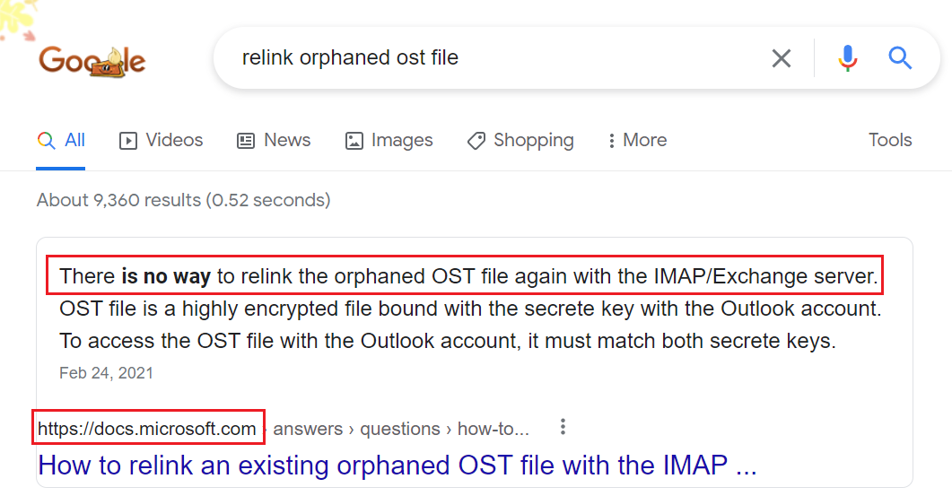 relink ost to outlook