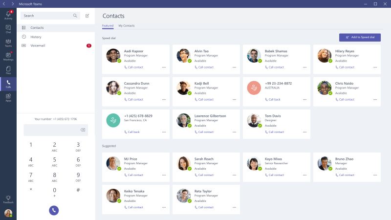 access ourlook contacts in microsoft teams