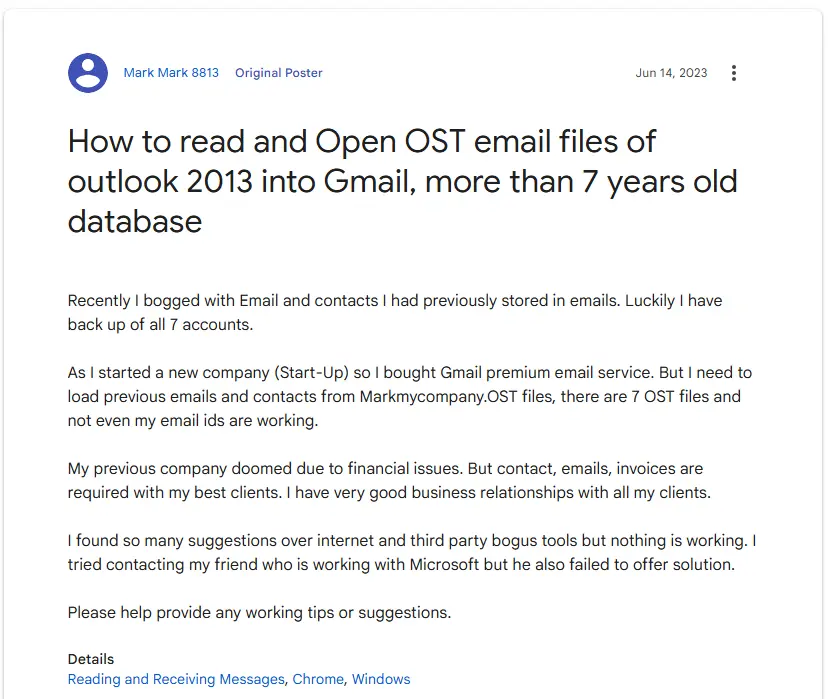 import ost to gmail