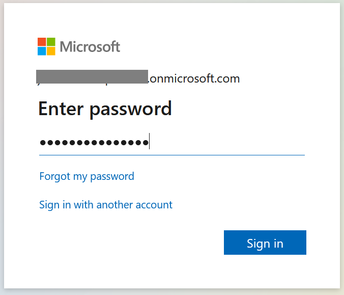 enter office 365 password