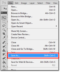 open photoshop menu