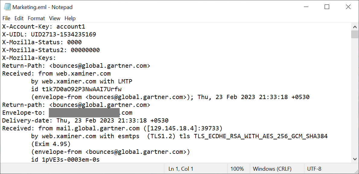 open eml file with notepad