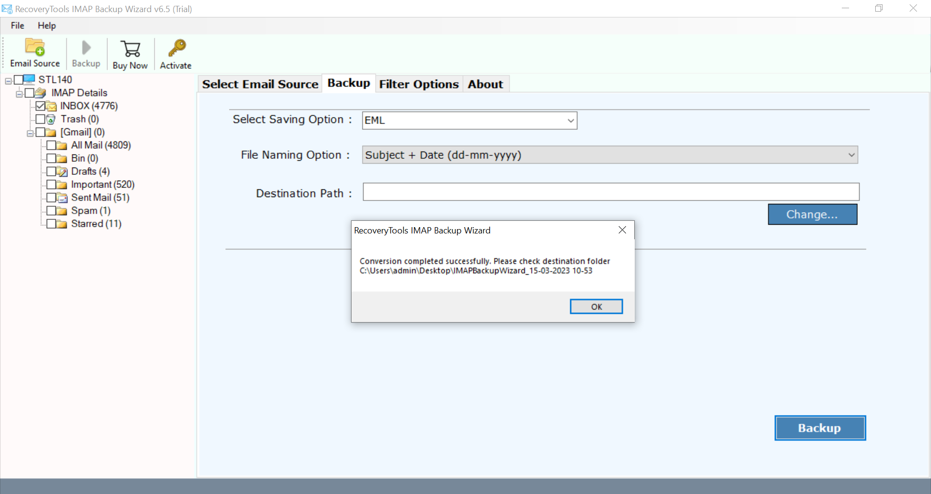 check destination for downloaded files