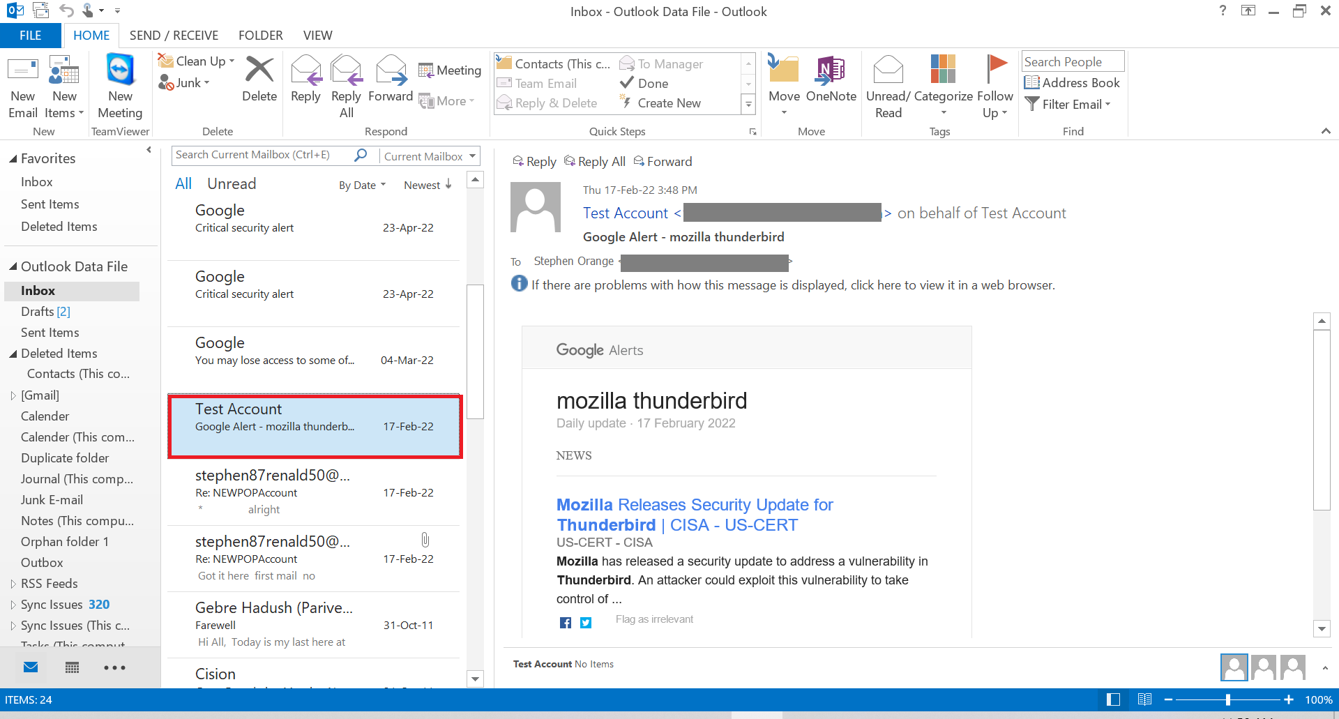 select outlook email to convert to PDF