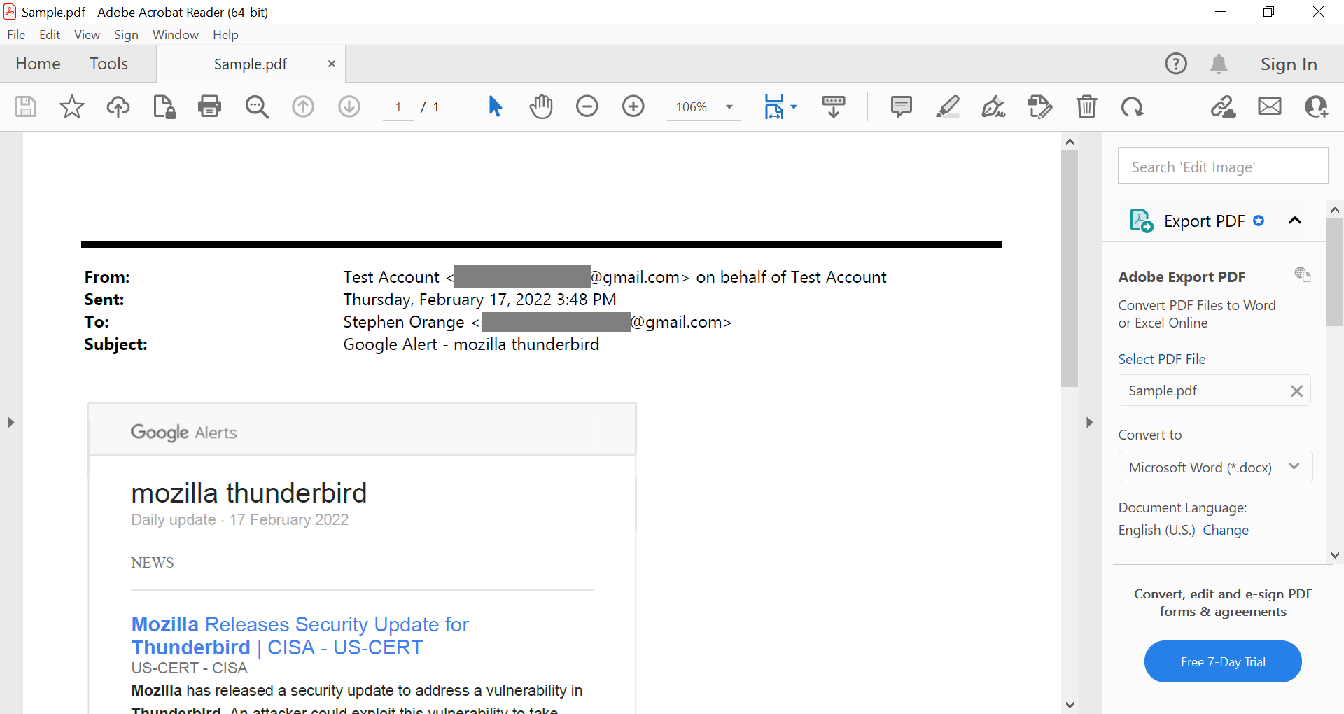 export outlook email to pdf