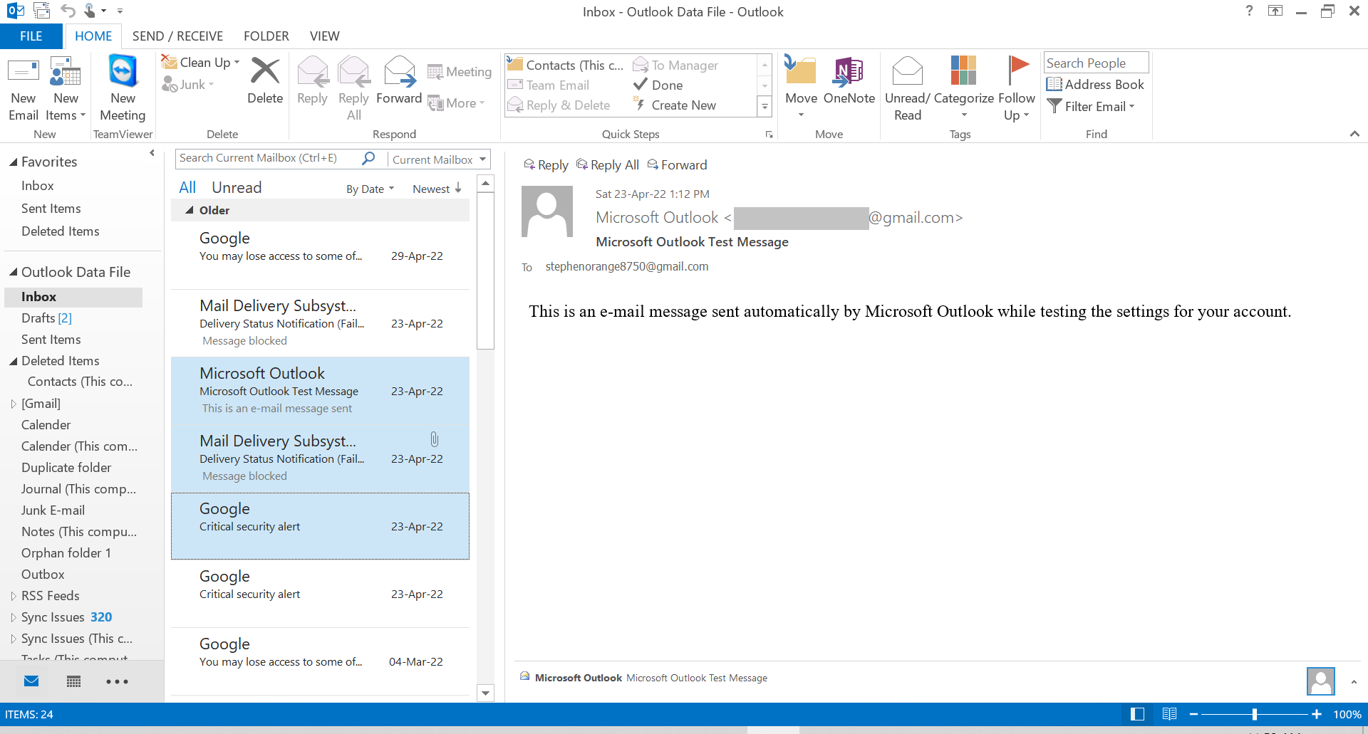 select multiple outlook emails