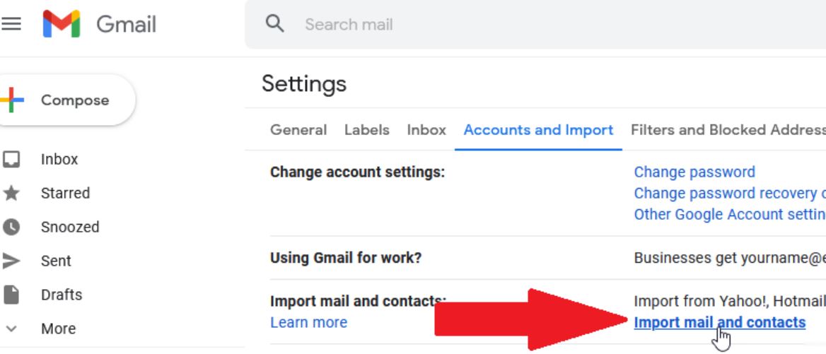 click import mail and contacts