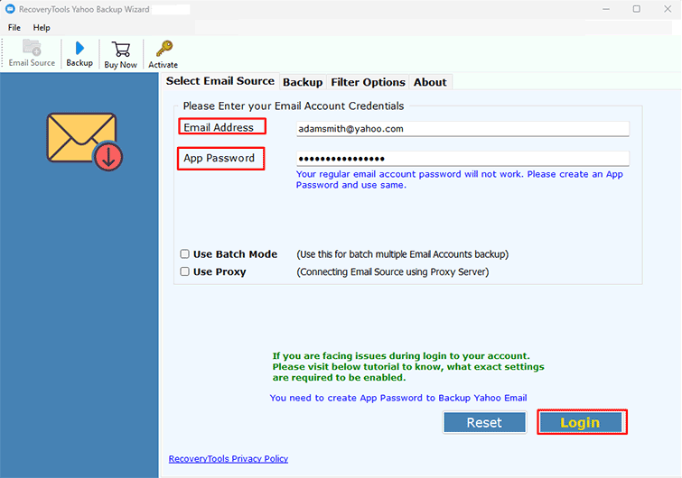 Yahoo Mail account credentials