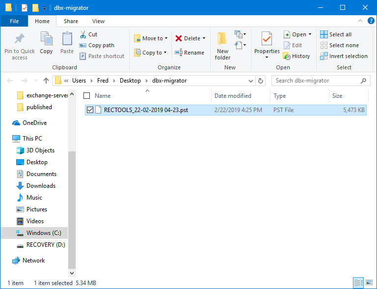 converted pst files from dbx