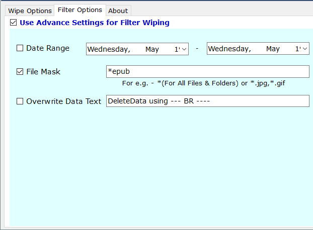 advanced filters options