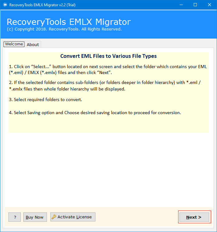 export eM Client mailbox to Outlook -step 1