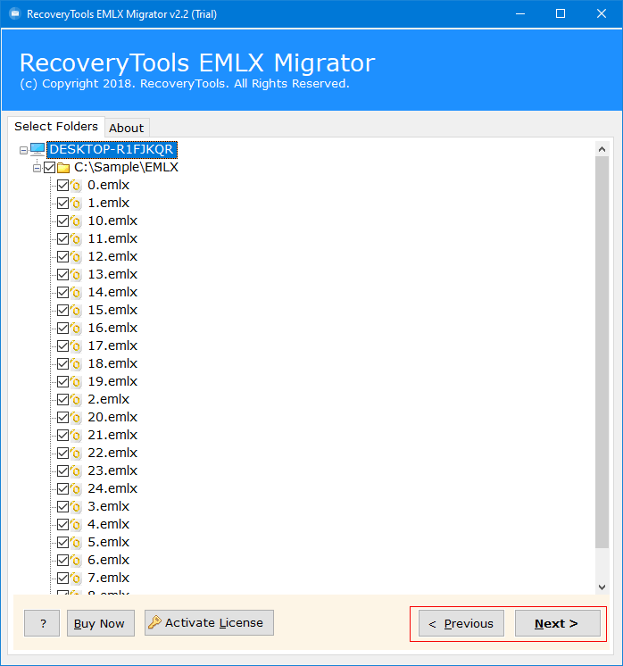 software will list all eM Client files