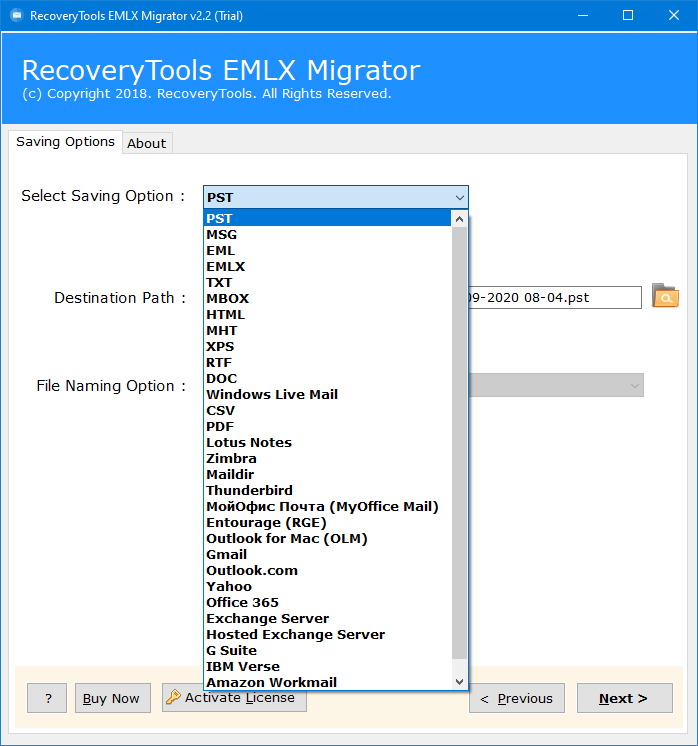 PST Export Option