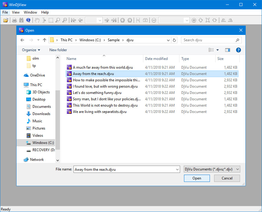 Open DjVu files
