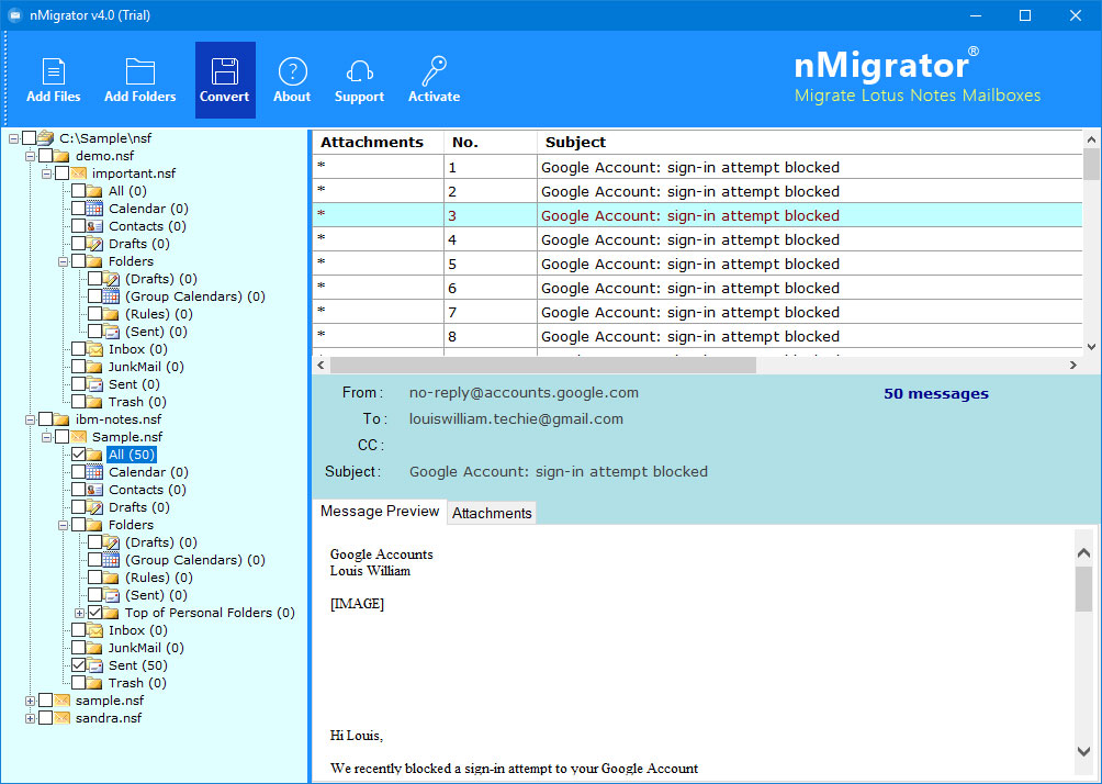 select lotus notes data