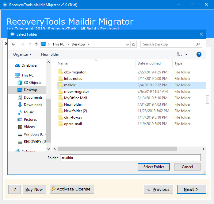 import maildir to outlook