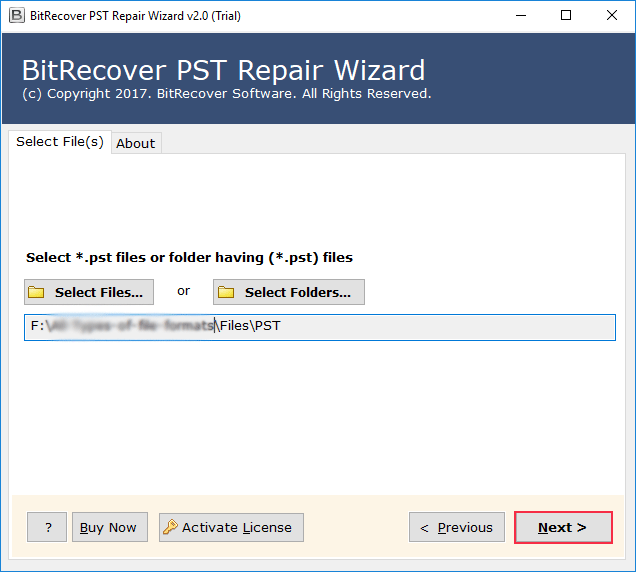 add the required MS Outlook PST file