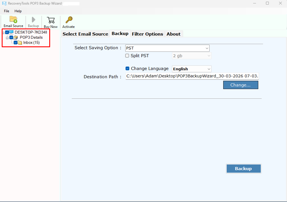 Select the required folders
