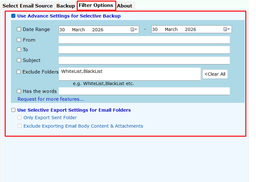 Filter Options