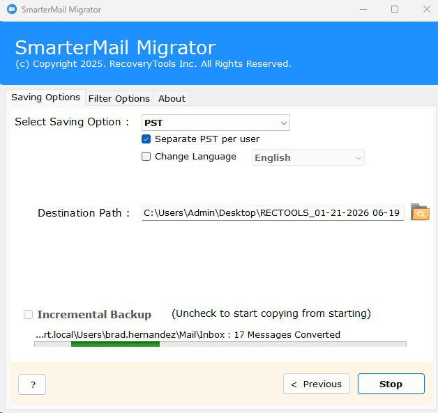 smartermail migration progress