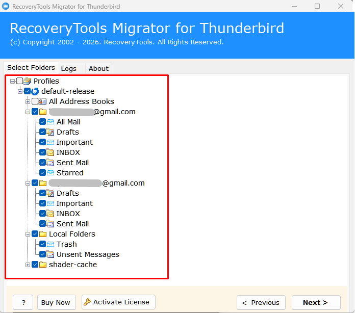 preview loaded thunderbird data