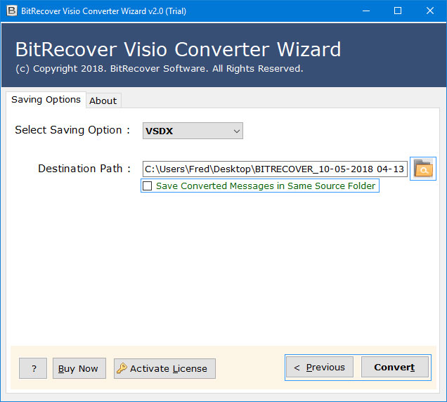 setup visio conversion options